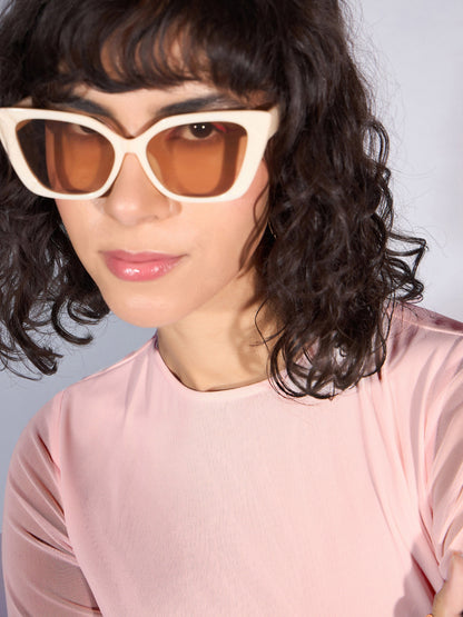 Pink Mesh Midi Dress