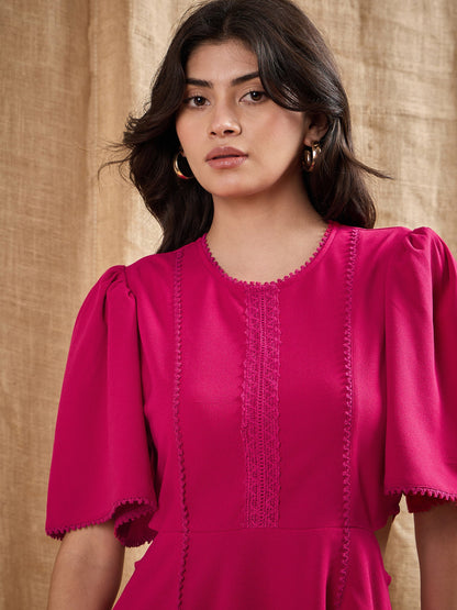 Fuchsia Side Cut Out Skater Dress