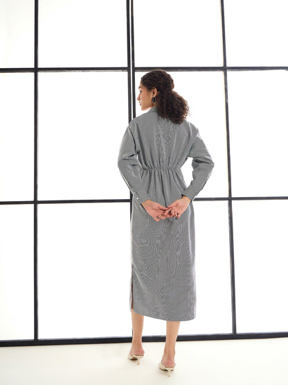 Black & White Stripes Lounge Longline Shirt Dress