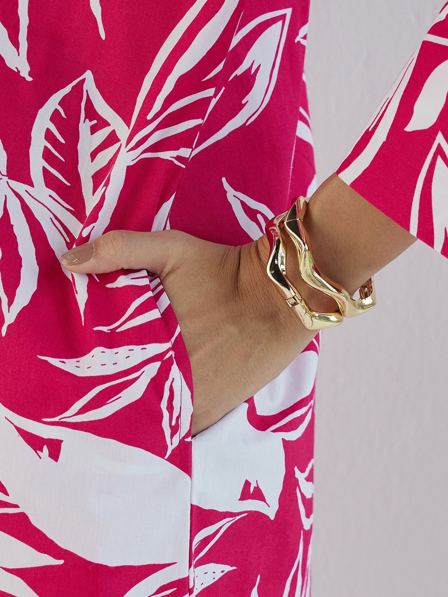 Fuchsia & White Floral Shirt Dress