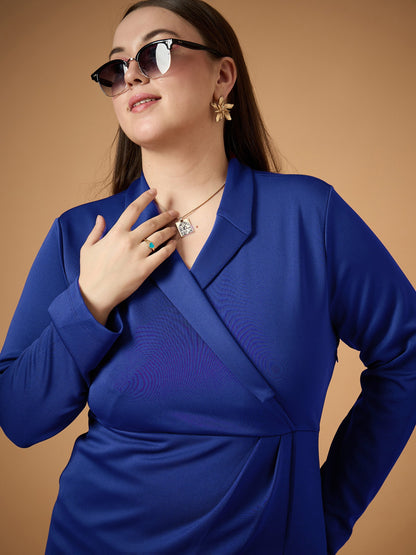 Royal Blue Full Sleeves Midi Dress