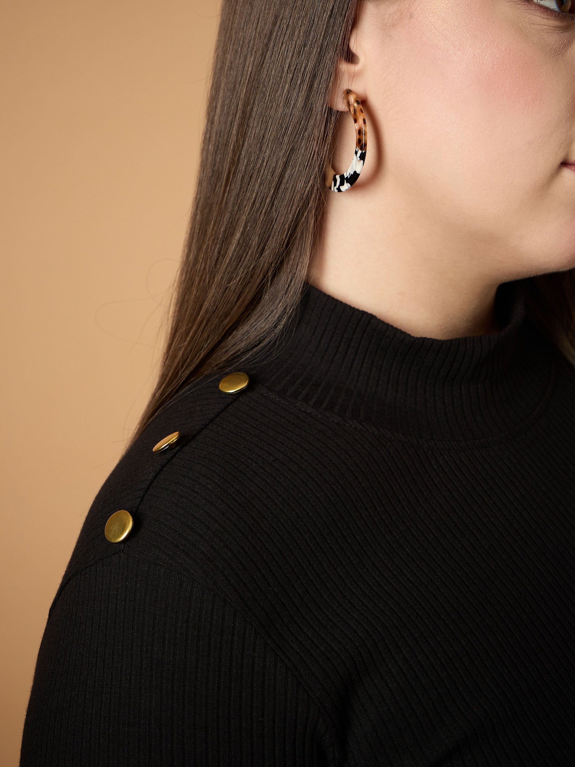 Black Rib High Neck Midi Dress-SASSAFRAS Curve