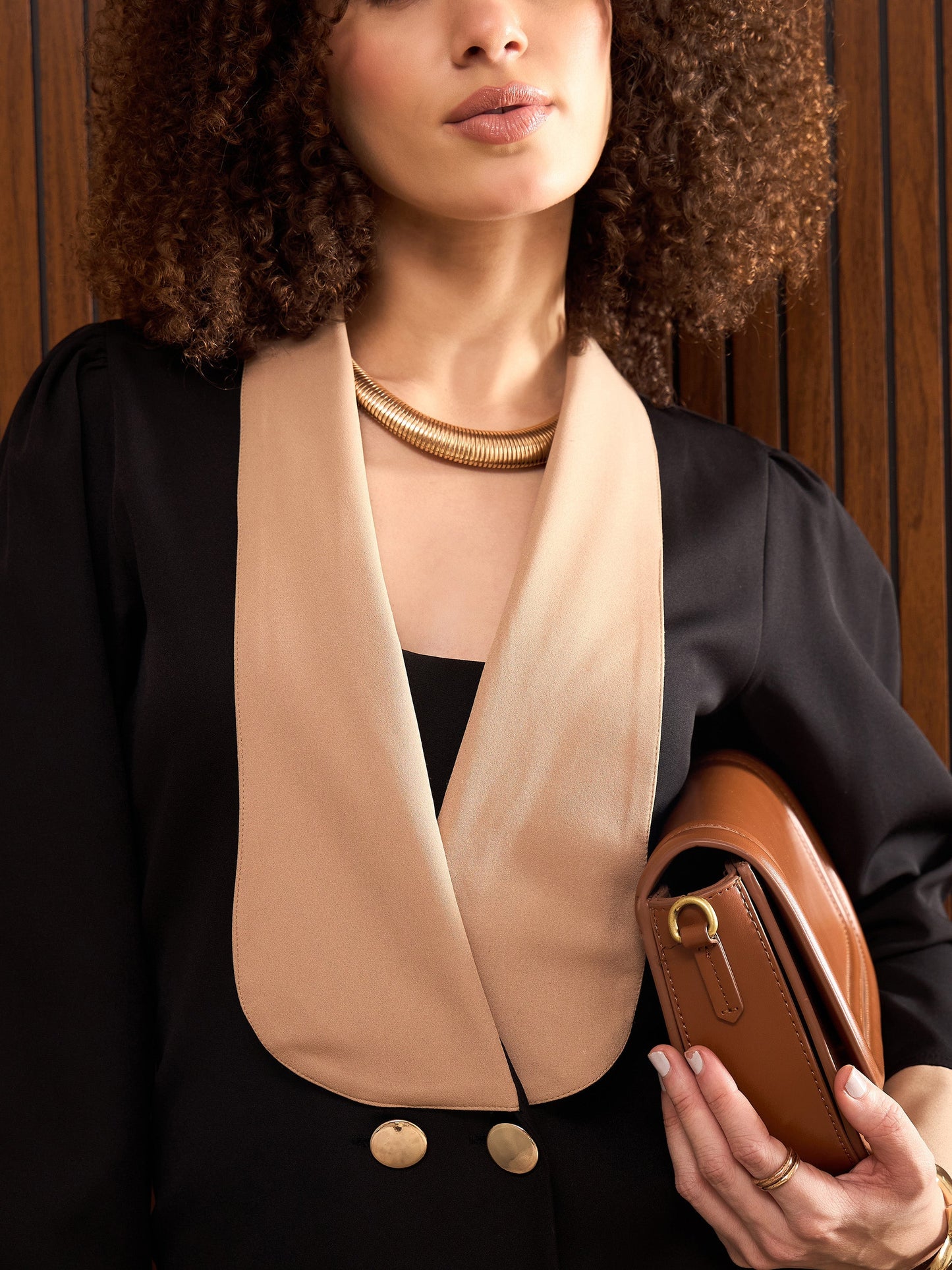 Black Double Breasted Shawl Collar Blazer Dress