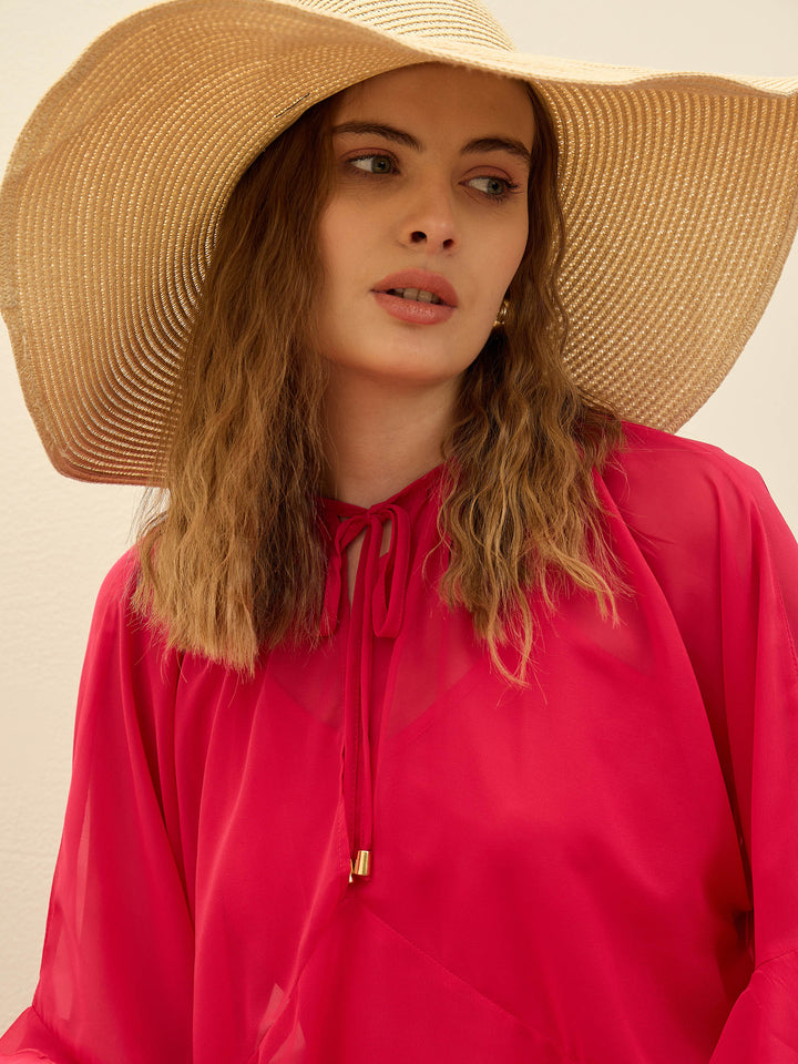 Women Fuchsia Solid Loose Fit Maxi Dress