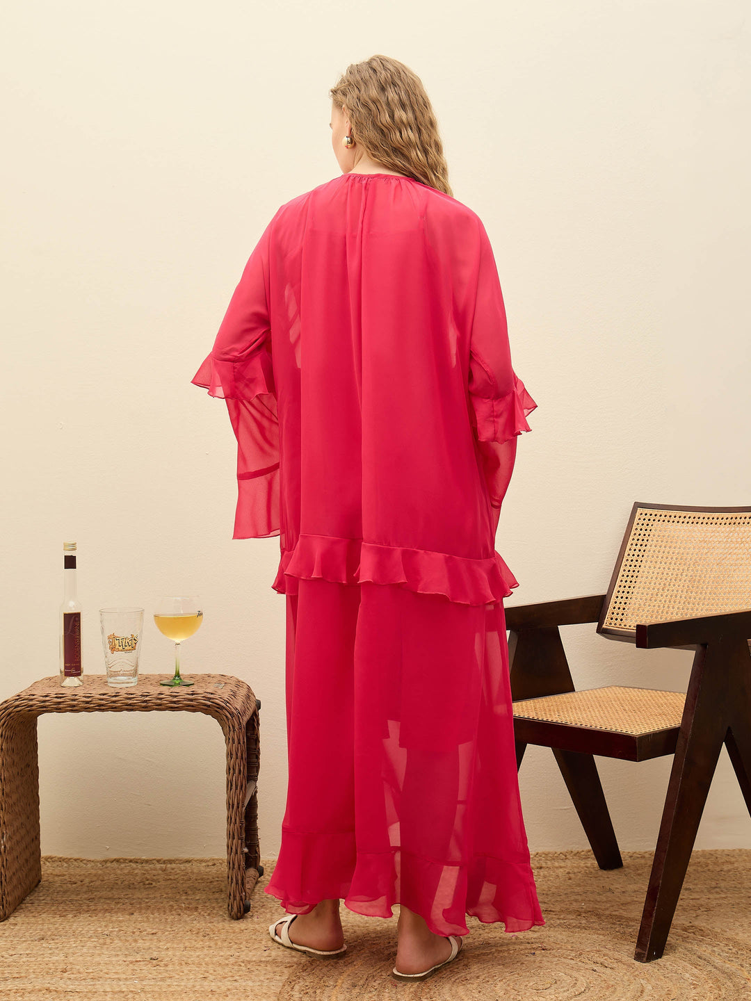 Women Fuchsia Solid Loose Fit Maxi Dress