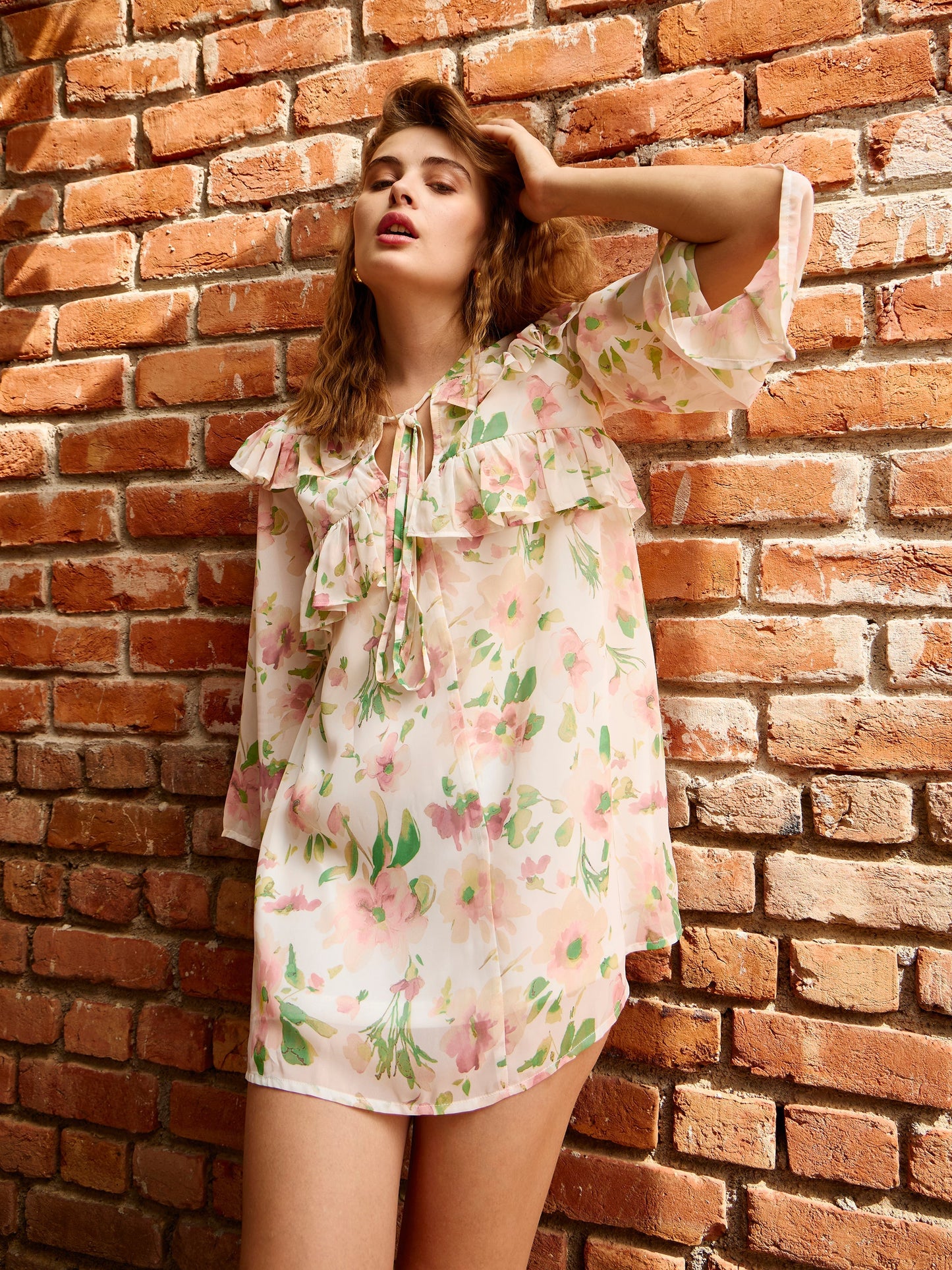 Women White Floral A-Line Short Dress