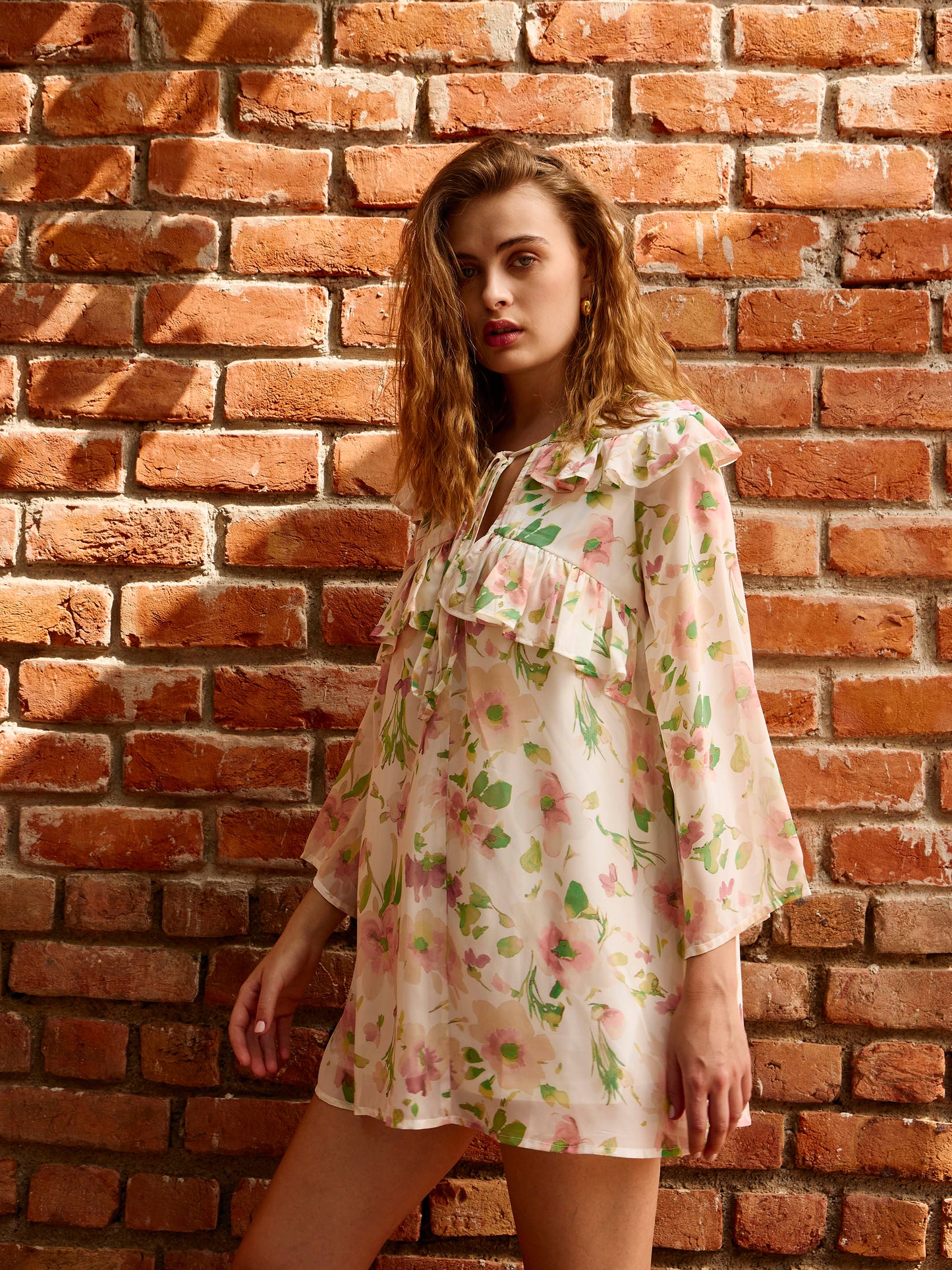 Women White Floral A-Line Short Dress