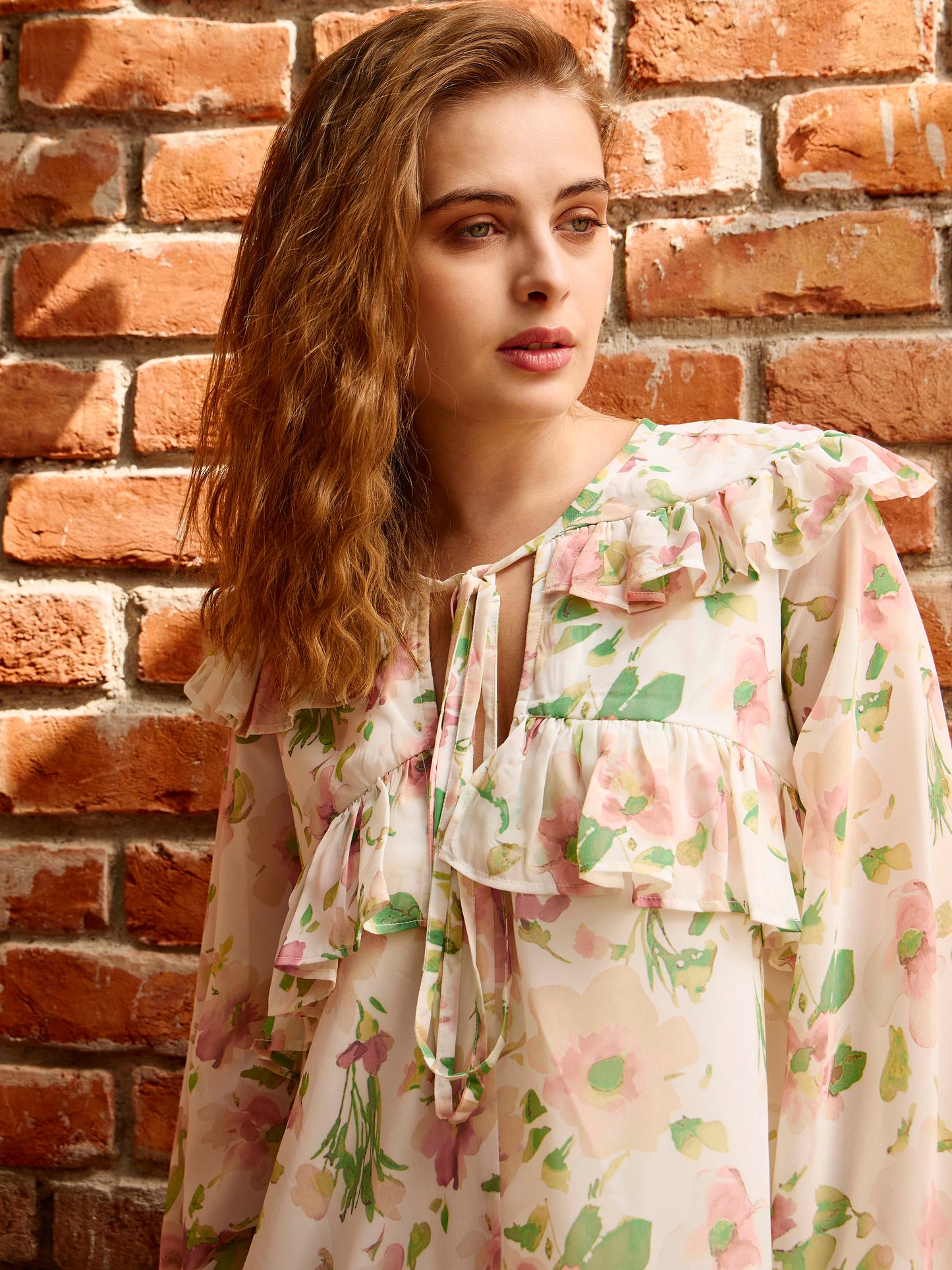 Women White Floral A-Line Short Dress