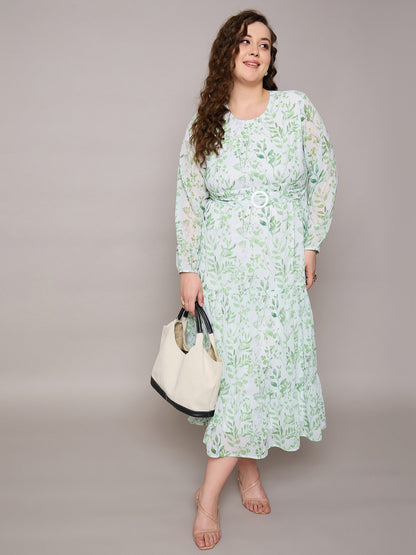 Plus size women's Green Georgette Green Floral Tiered Maxi Dress by Sassafras Curve for wholesale buyers, boutiques, resellers and bulk orders from