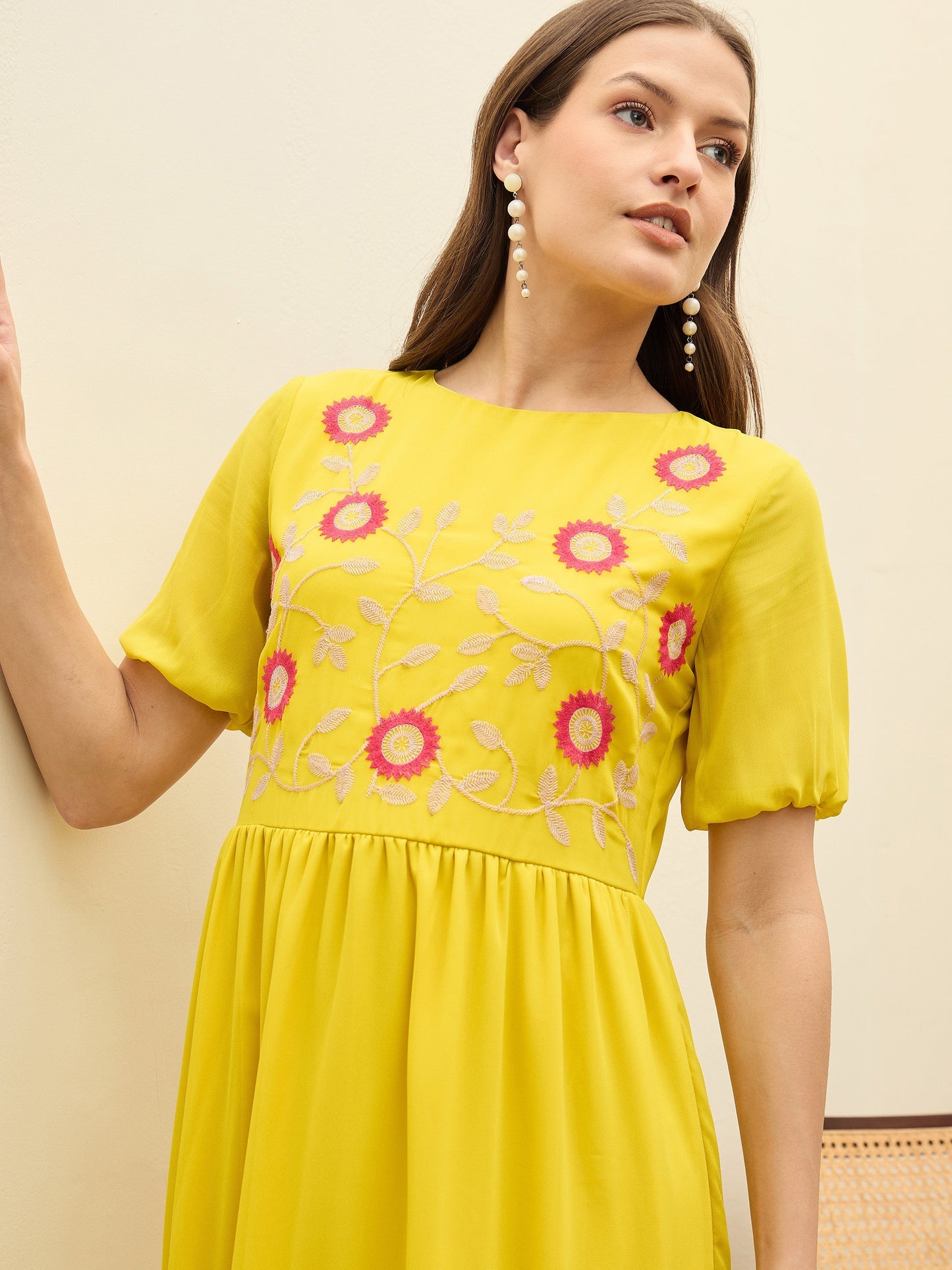 Women Yellow Solid Tiered Maxi Dress