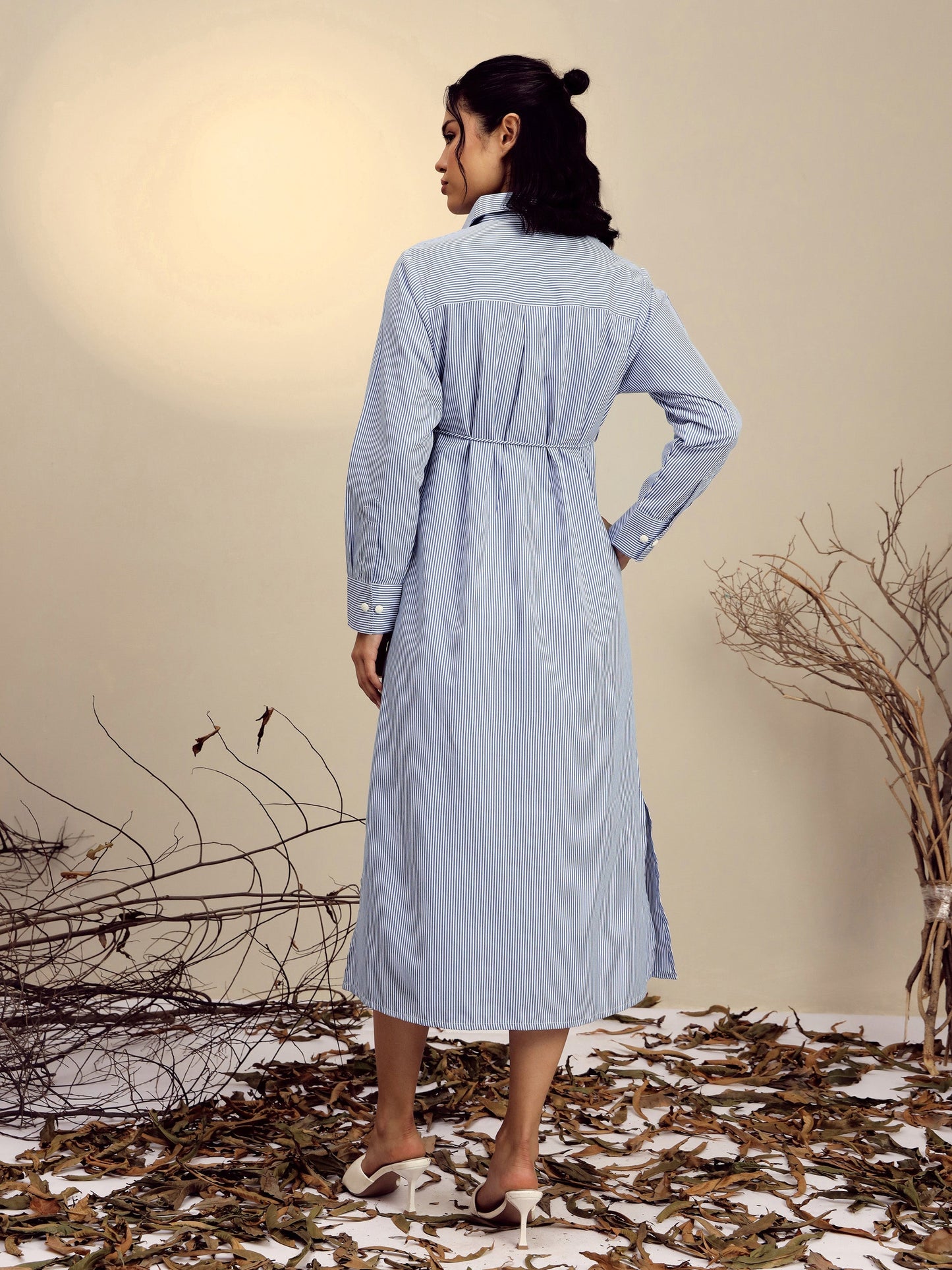 Blue Striped Shirt Dress
