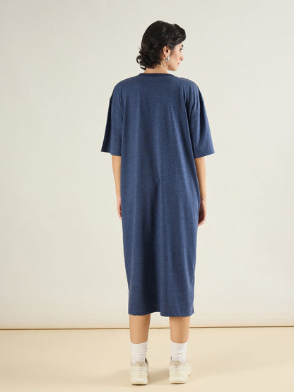 Navy Melange Oversized T-Shirt Dress