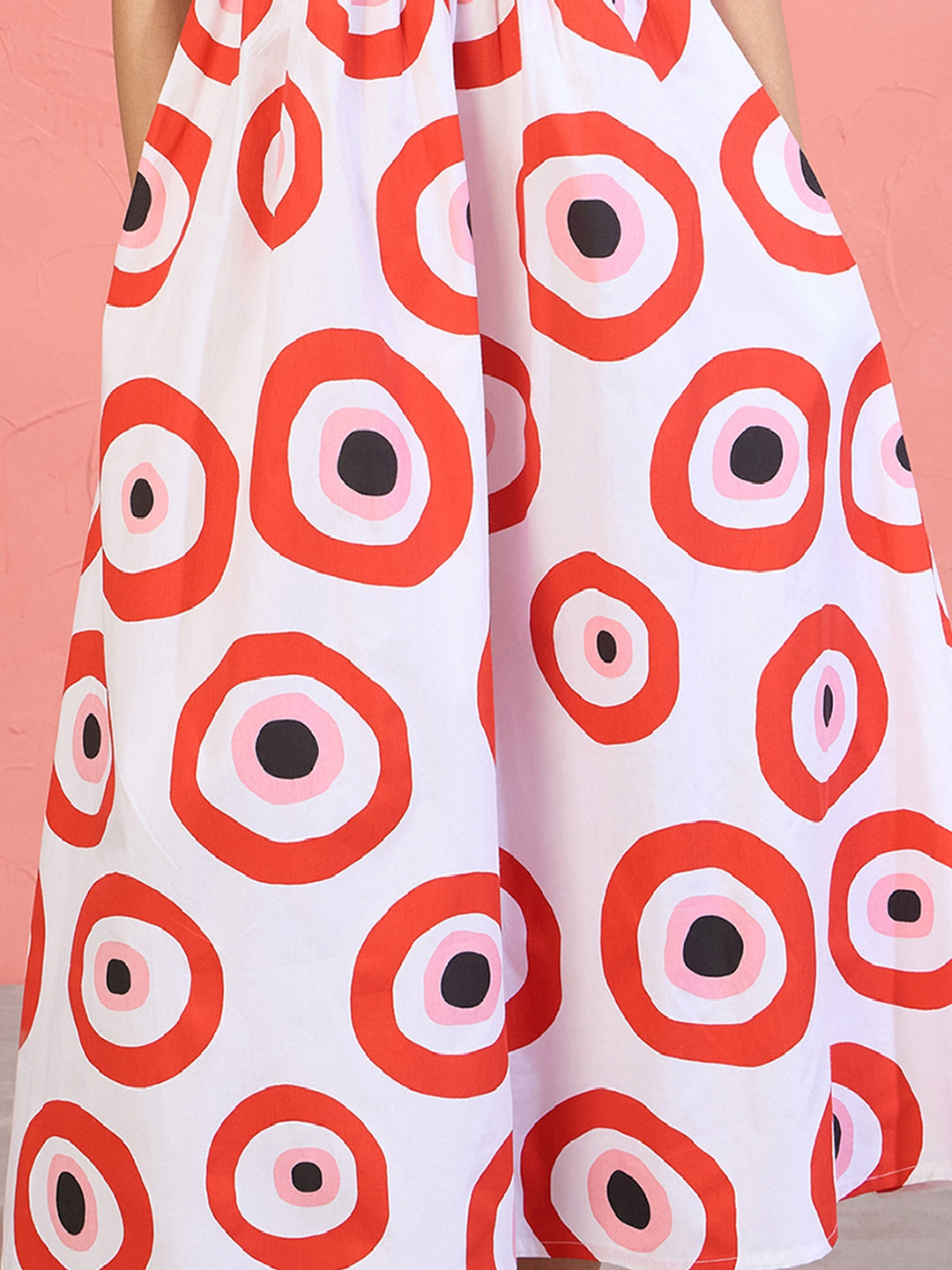 Women Red Evil Eye Print Shirt Dress