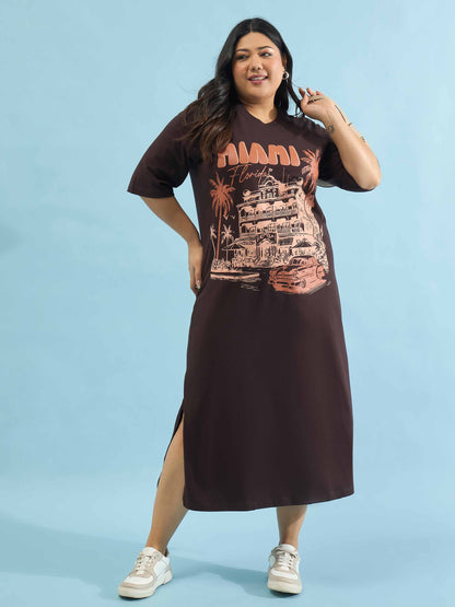 Brown MIAMI T Shirt Dress