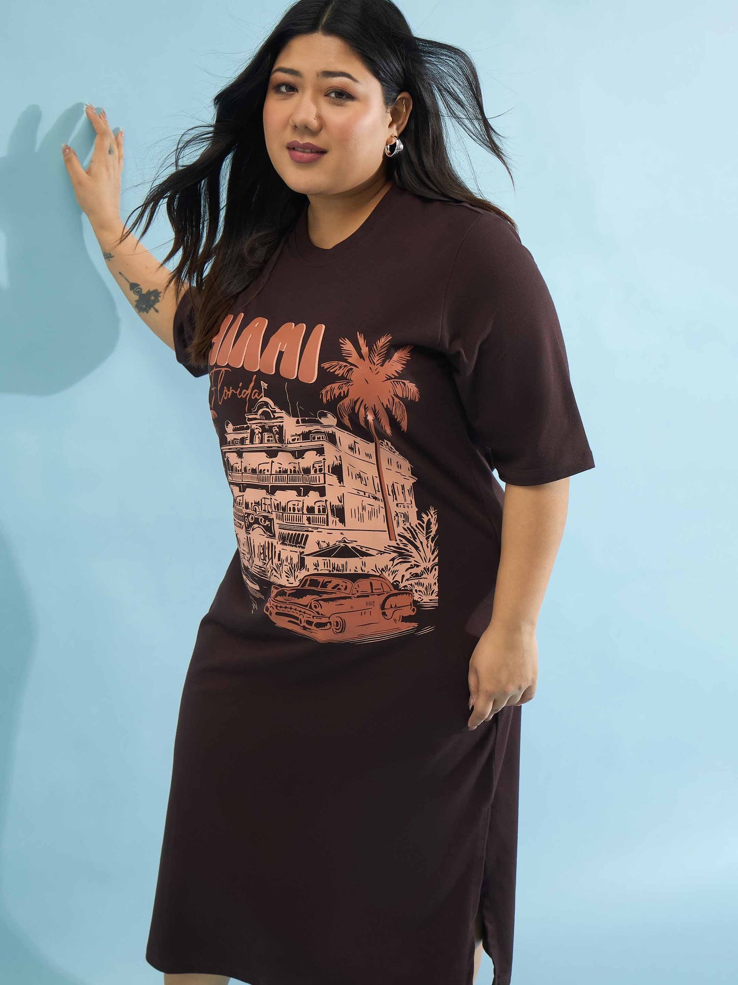 Brown MIAMI T Shirt Dress