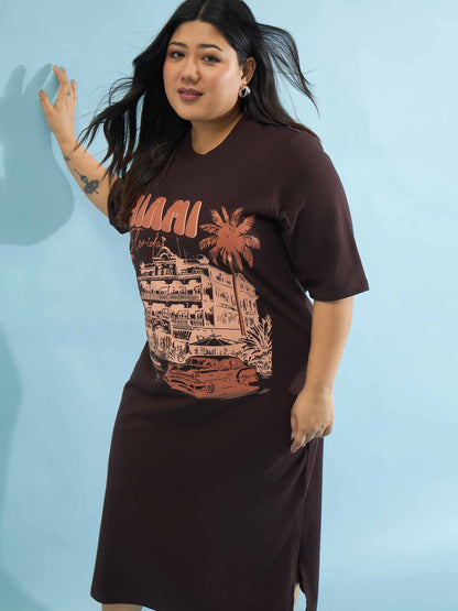 Brown MIAMI T Shirt Dress