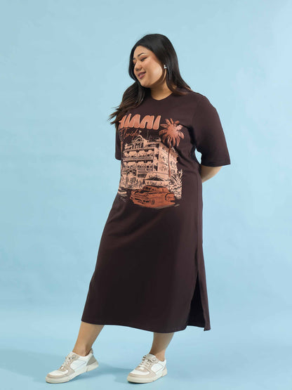 Brown MIAMI T Shirt Dress