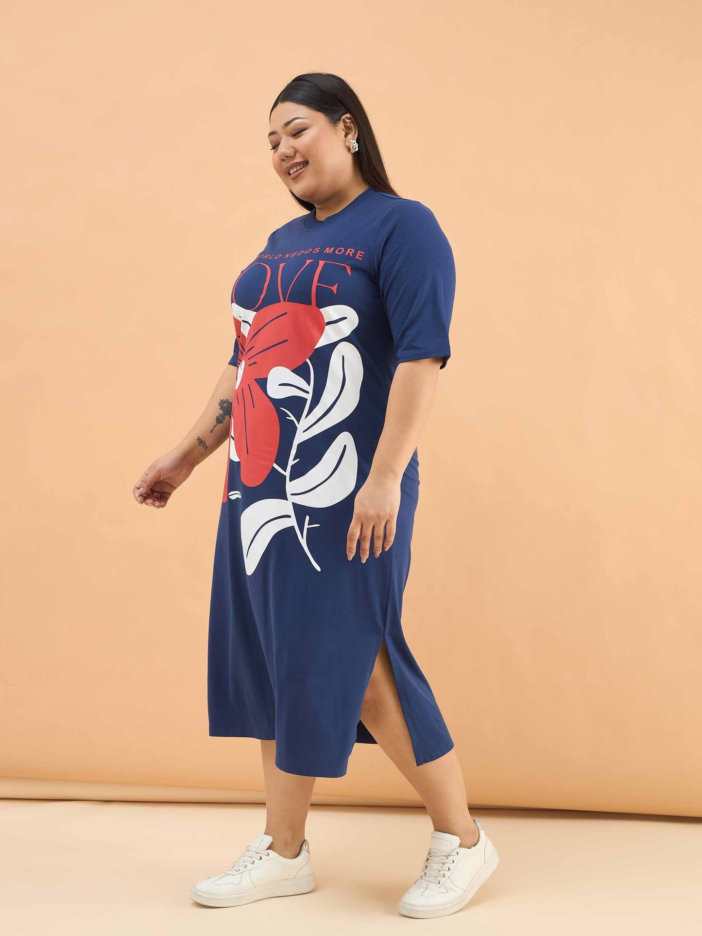 Navy LOVE T Shirt Dress