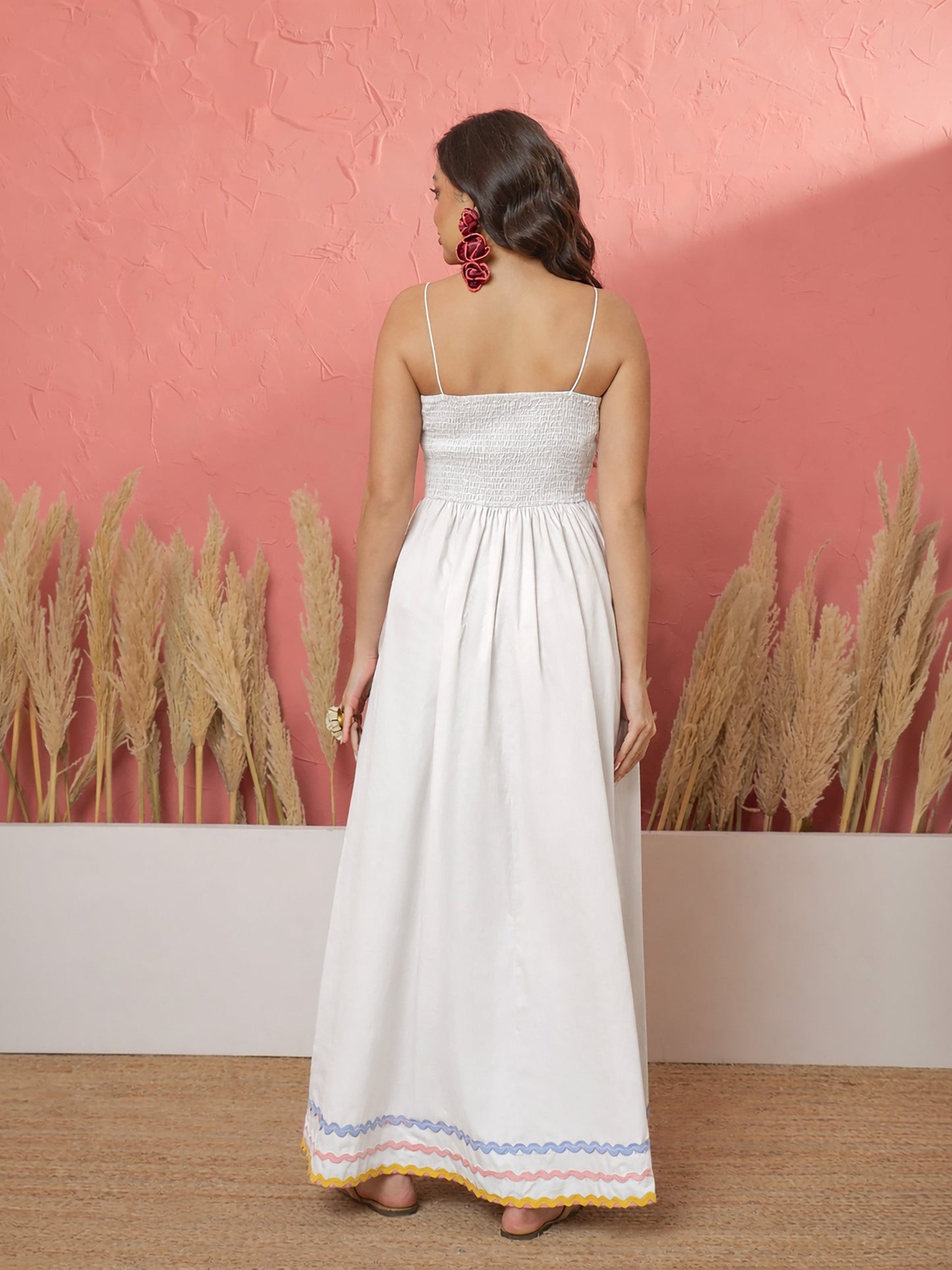 White Ric Rac Lace Strappy Maxi Dress