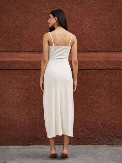 Off- White A-Line Strappy Midi Dress