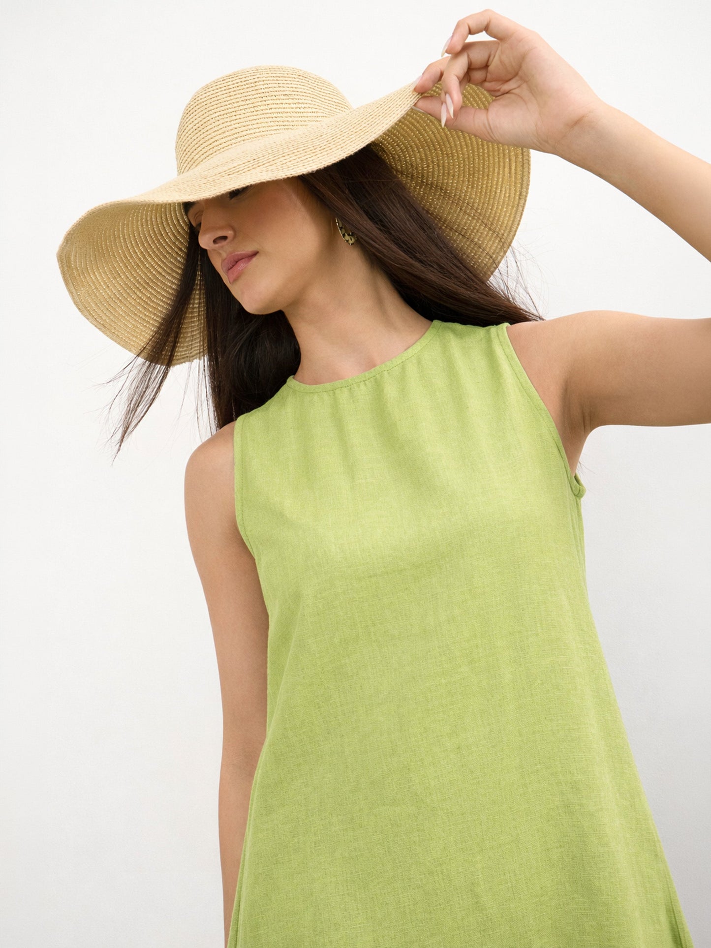 Green Solid Sleeveless A-Line Maxi Dress