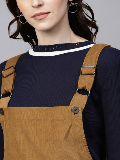 Brown Kangaroo Pocket Corduroy Pinafore