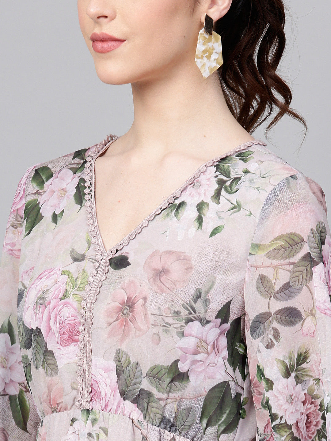 Pista Green Floral V-Neck Maxi