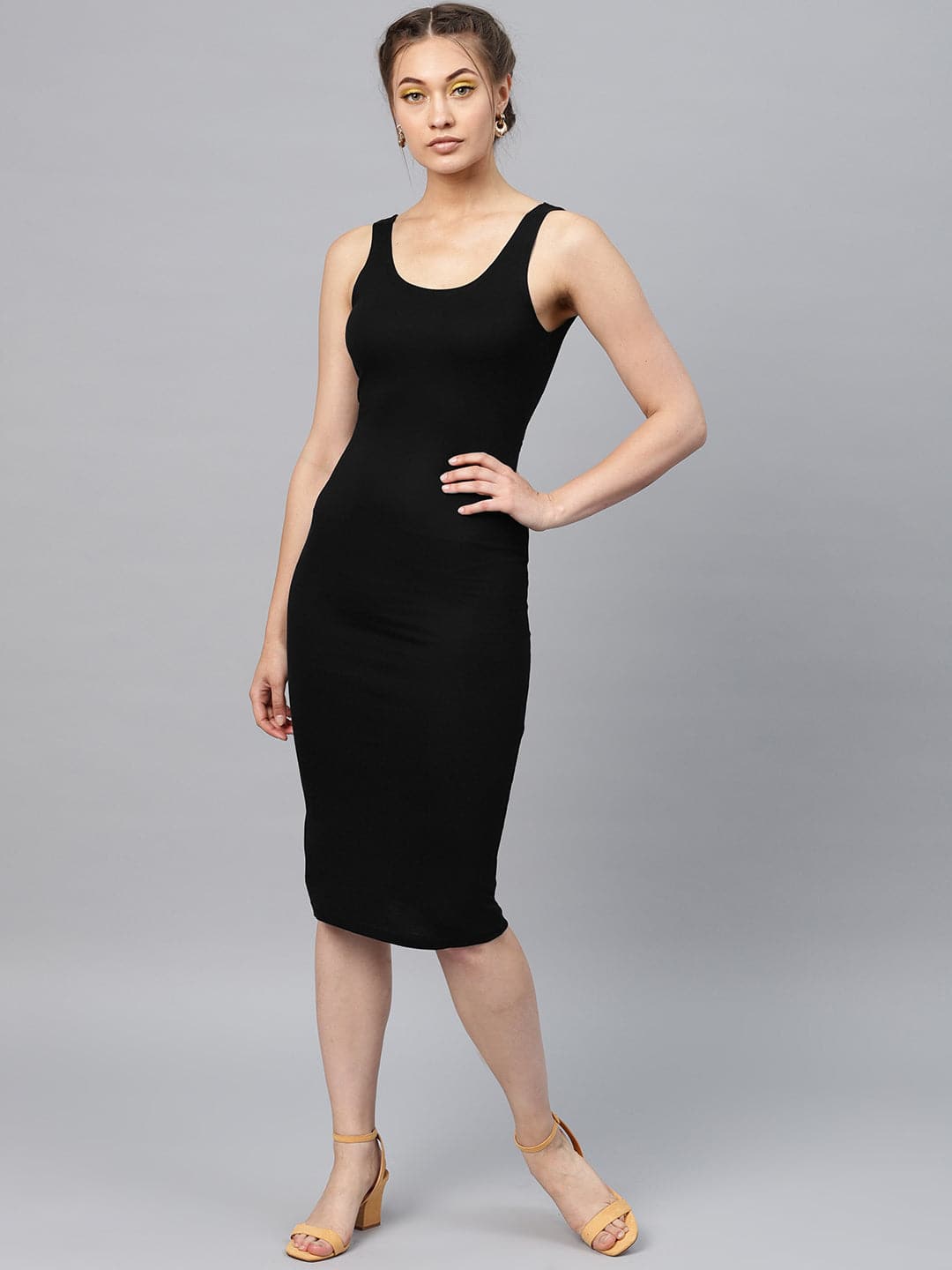 Women's Black Back Knot Cutout Dress in Cotton by Sassafras for wholesale, bulk, supplier, manufacturer and wholesaler buyers from Trendphoria