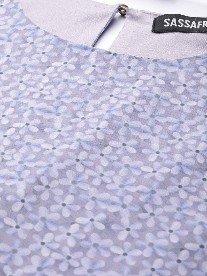 Lavender Ditsy Floral Trapeze Dress