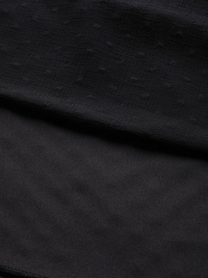 Black Dobby Frill Hem Short Dress