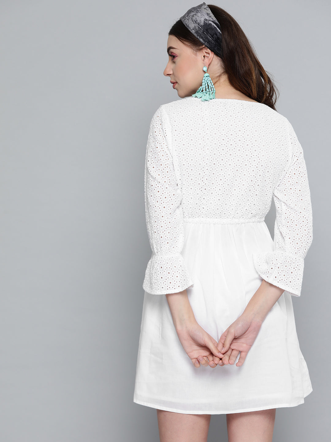 White Schiffli Shift Dress