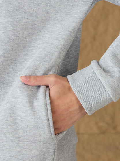 Grey Melange Fleece Zipper Jacket