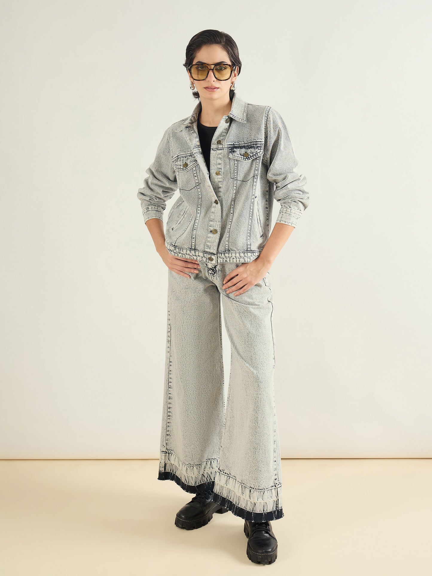 Washed Grey Basic Denim Regular Jacket