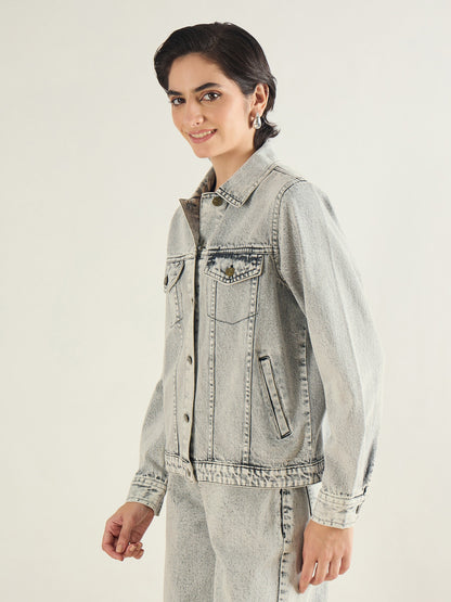 Washed Grey Basic Denim Regular Jacket