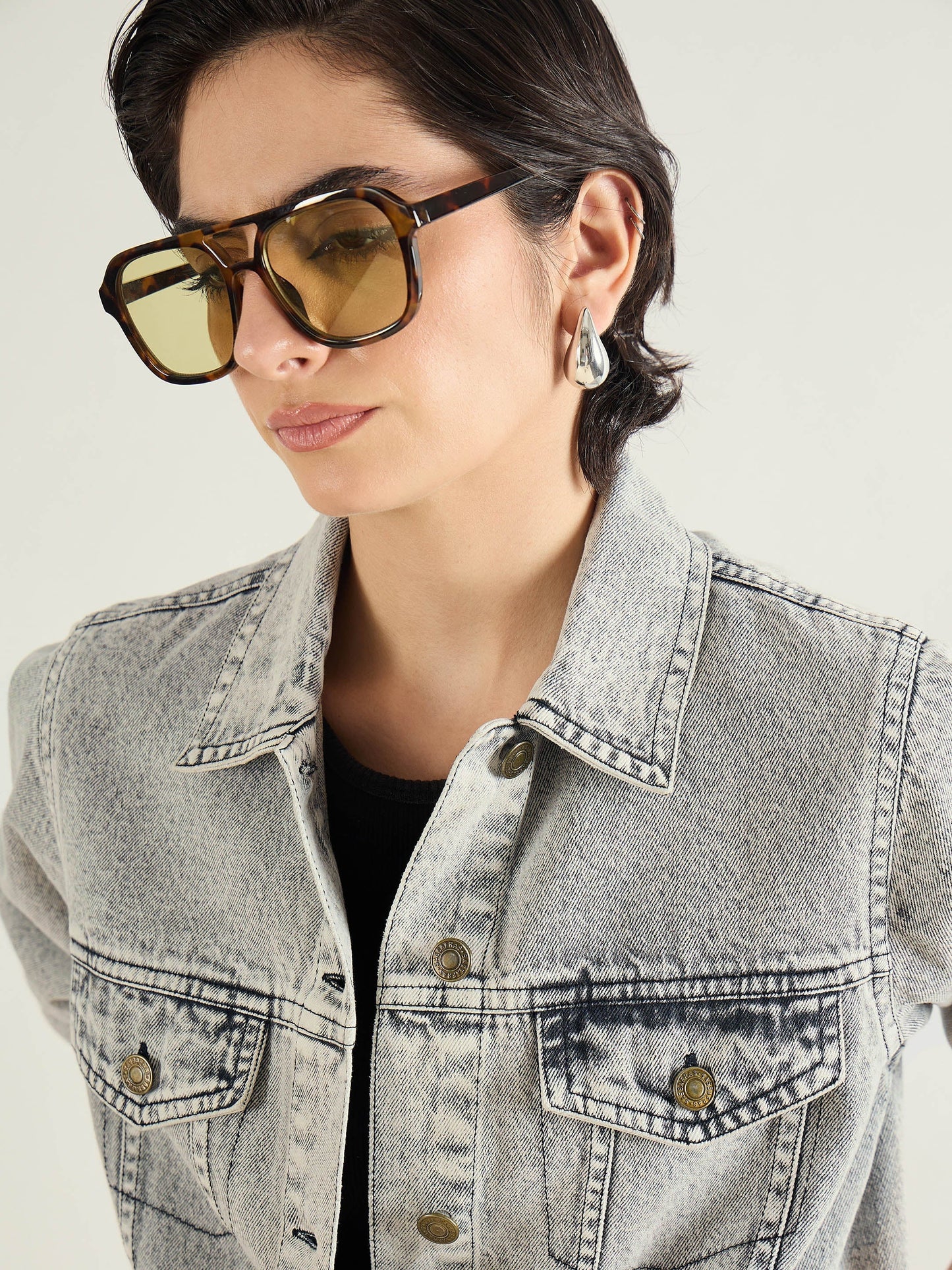 Washed Grey Basic Denim Regular Jacket