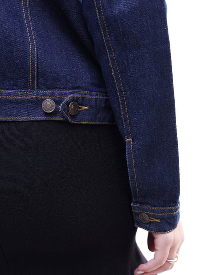 Women Navy Denim Regular Jacket
