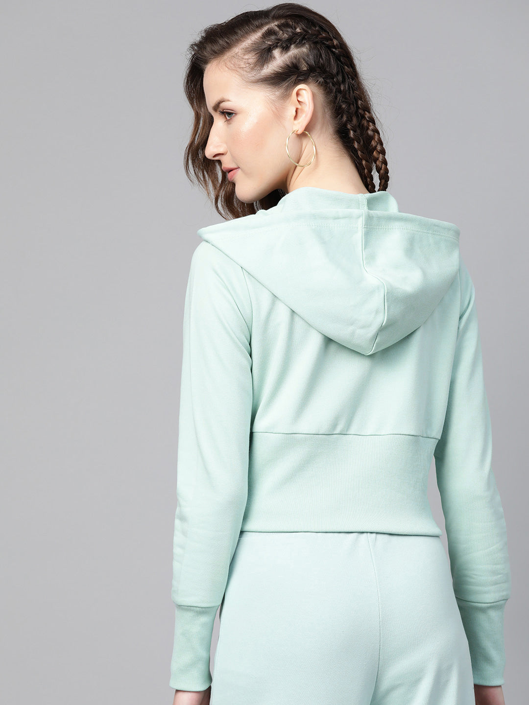 Sea Green Terry Hooded Jacket