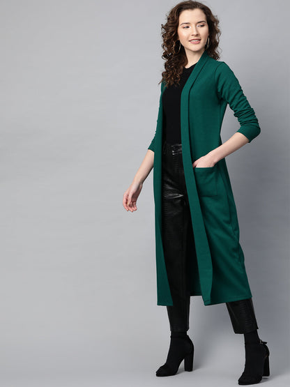 Emerald Rib Front Open Longline Shrug