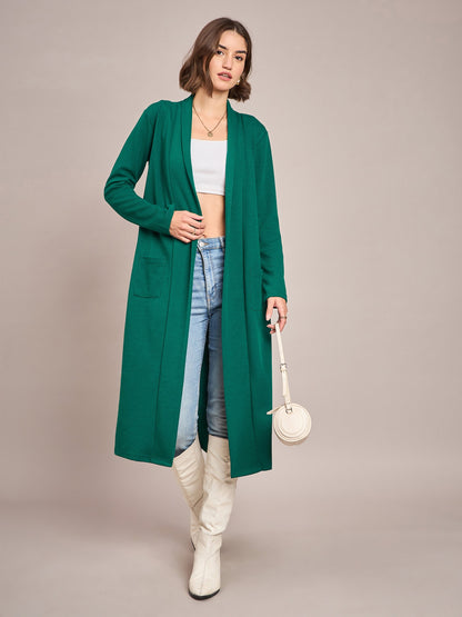 Women Emerald Rib Front Open Longline Shrug