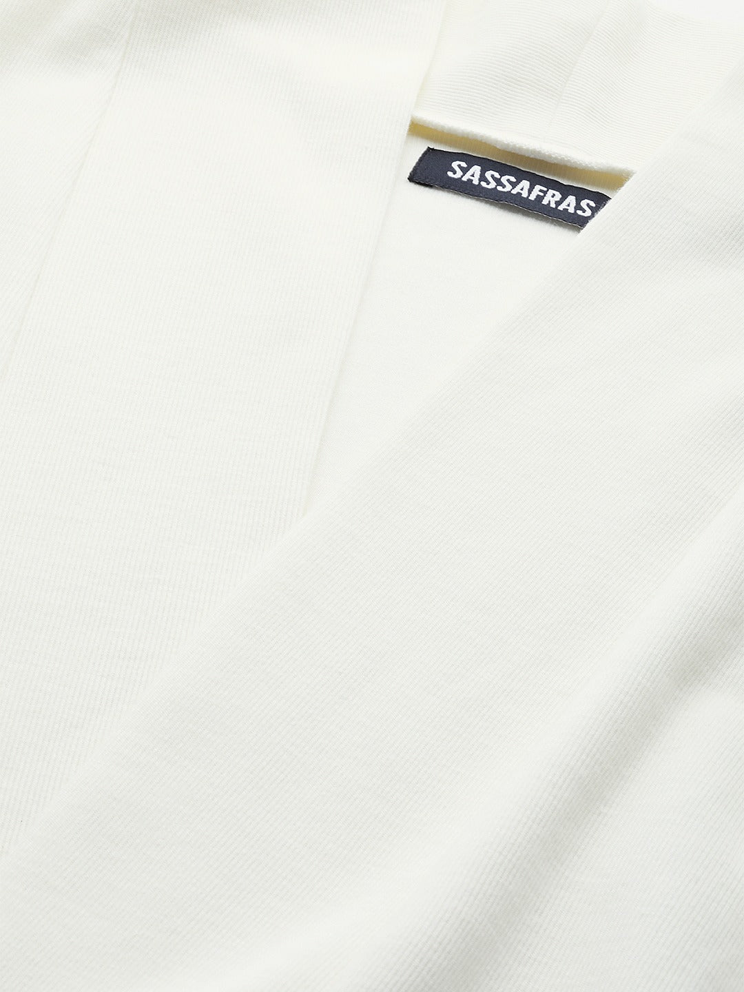 Off White Rib Front Open Longline Shrug