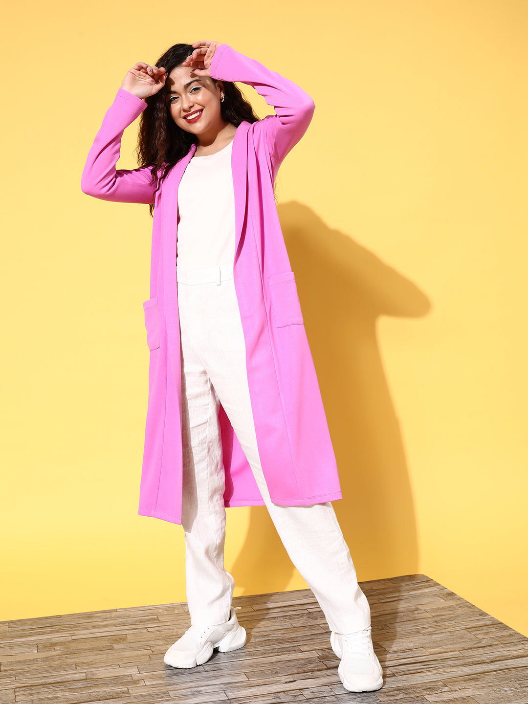 Mauve Rib Longline Shrug