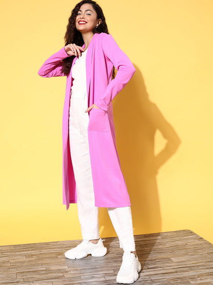 Mauve Rib Longline Shrug