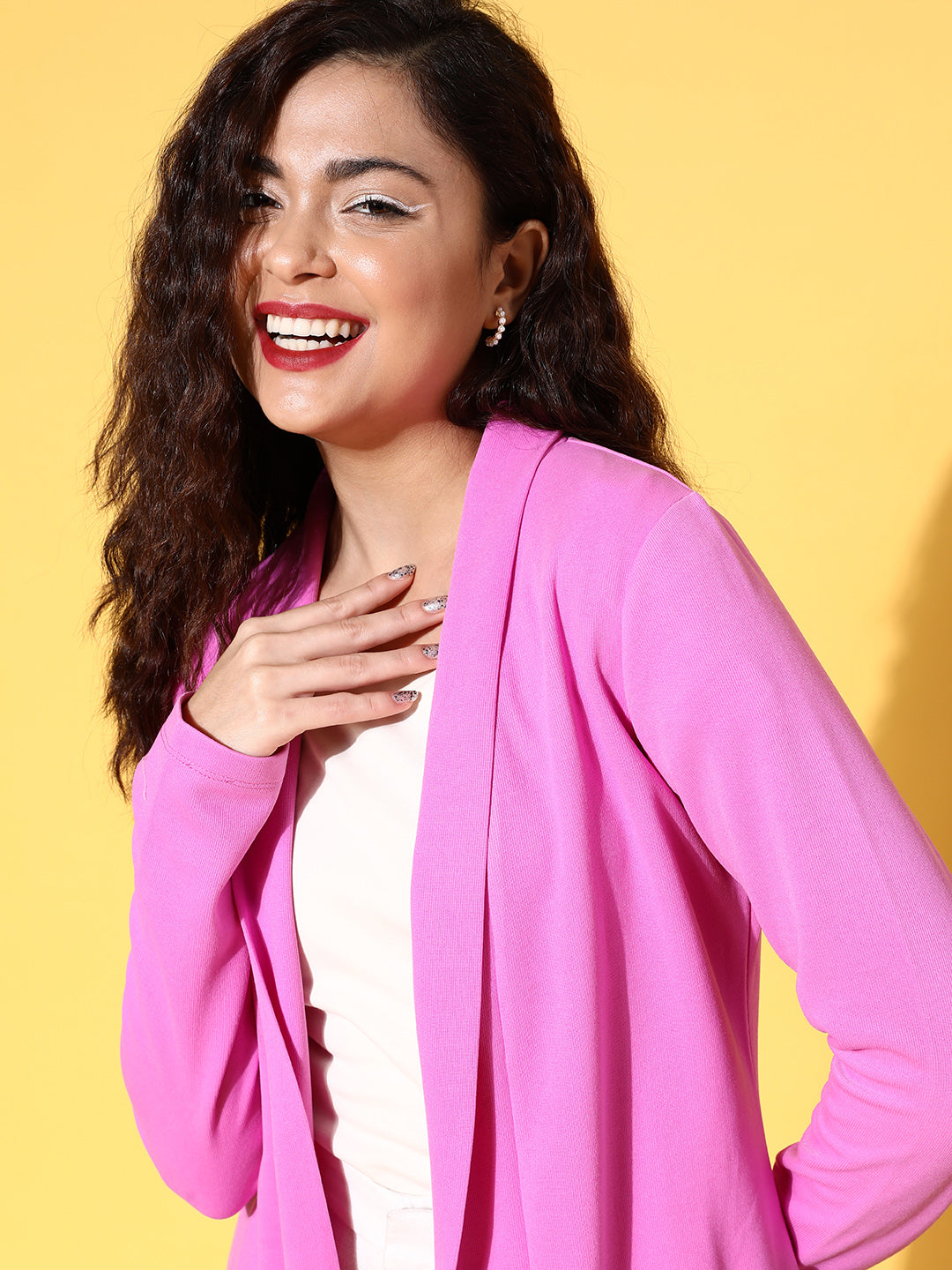 Mauve Rib Longline Shrug
