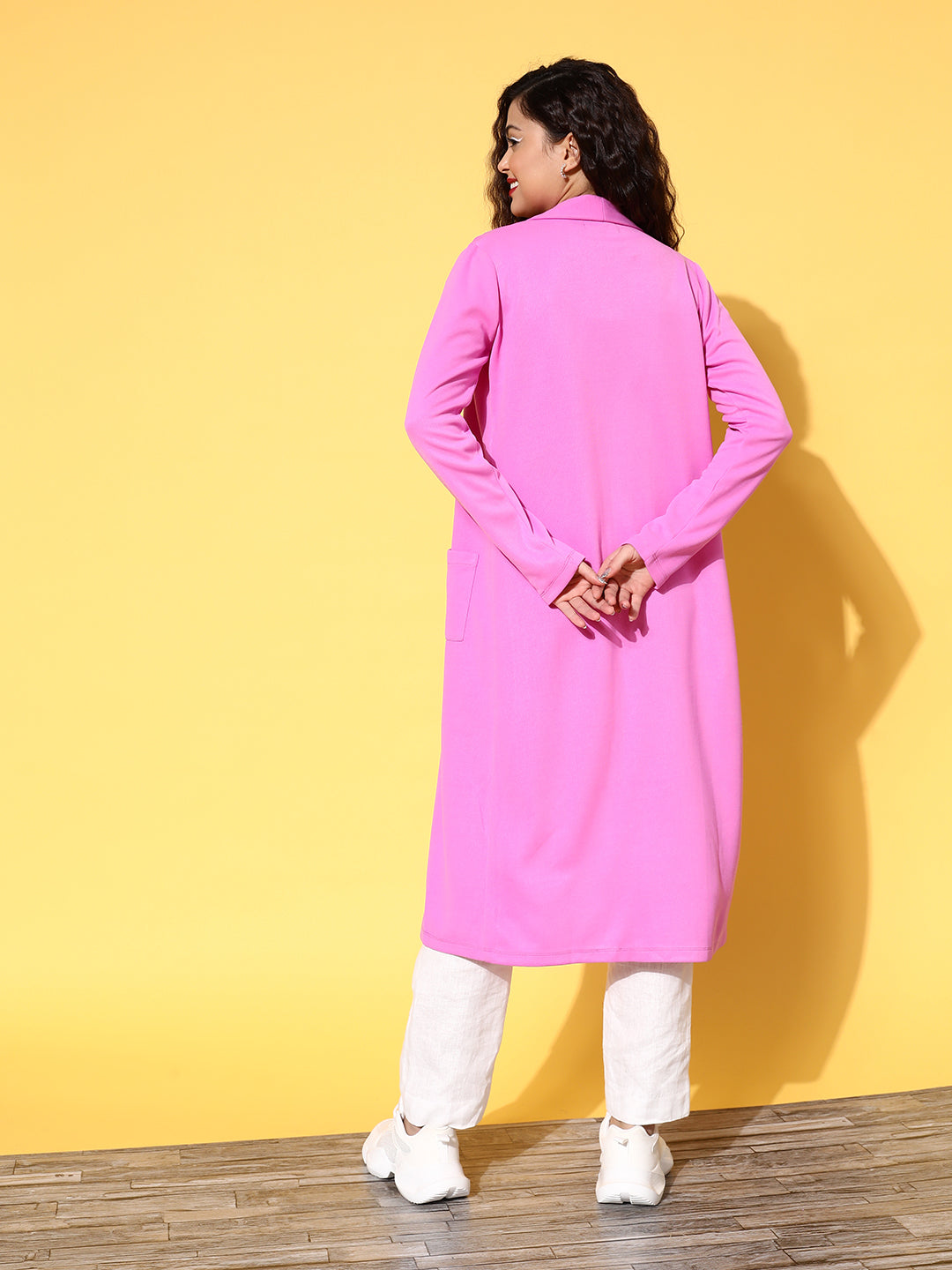 Mauve Rib Longline Shrug