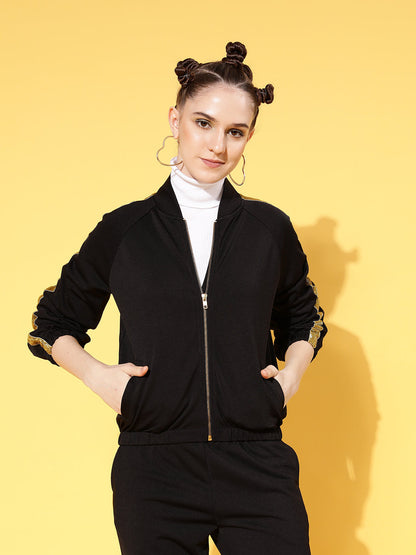 Black Tape Detail Bomber Jacket