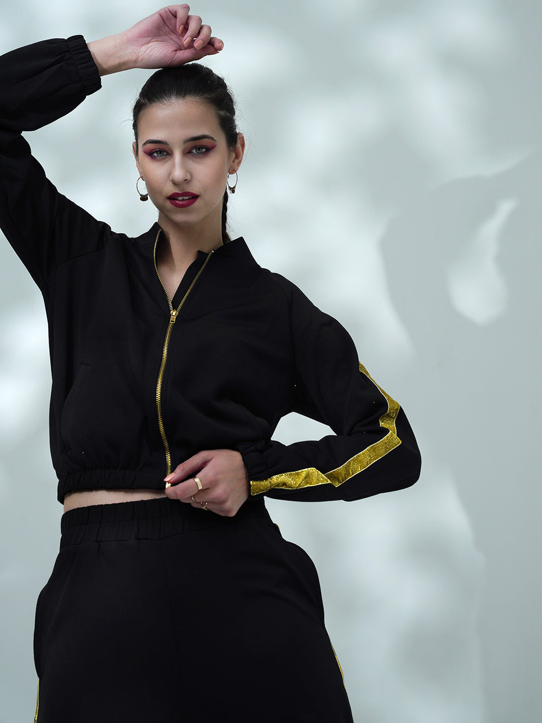 Black Tape Detail Bomber Jacket