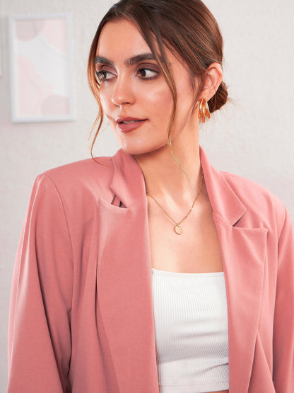 Peach Longline Front Open Blazer