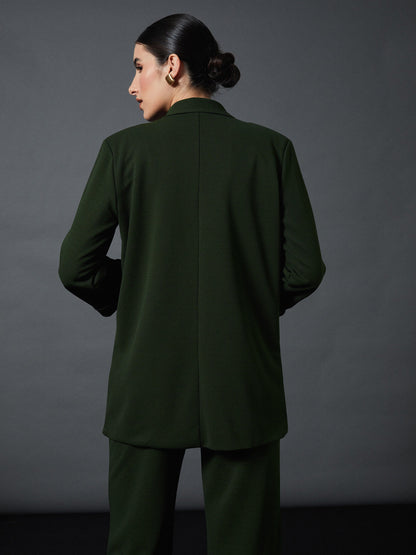 Olive Longline Front Open Blazer