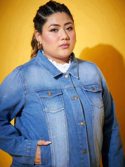 Ice Blue Washed Basic Denim Jacket