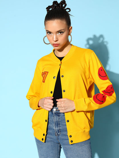 Yellow Terry 07 Embroidered Varsity Jacket